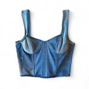 Ebdenim reclaimed patchwork denim corset